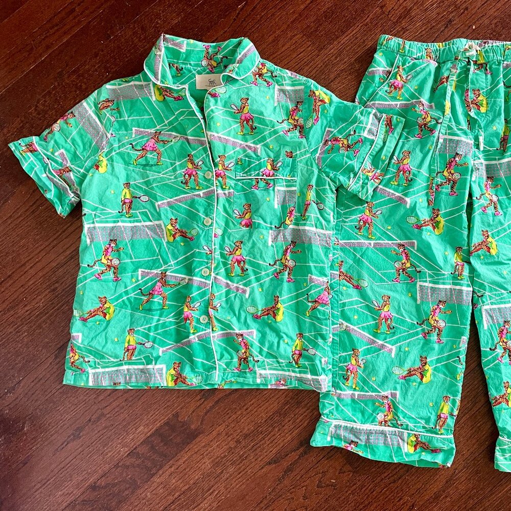 Printfresh Women's XS Luxury Pajamas Courtside Cats Tennis Cotton